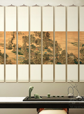 阿房宫明清古画新中式卷轴挂画茶室书房装L饰画客厅餐厅背景墙壁