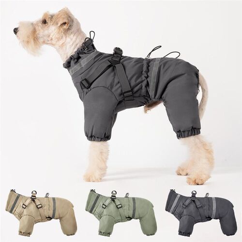 狗狗衣服秋冬小型中型犬雪纳瑞泰迪户外厚实保暖棉服四腿衣可牵引