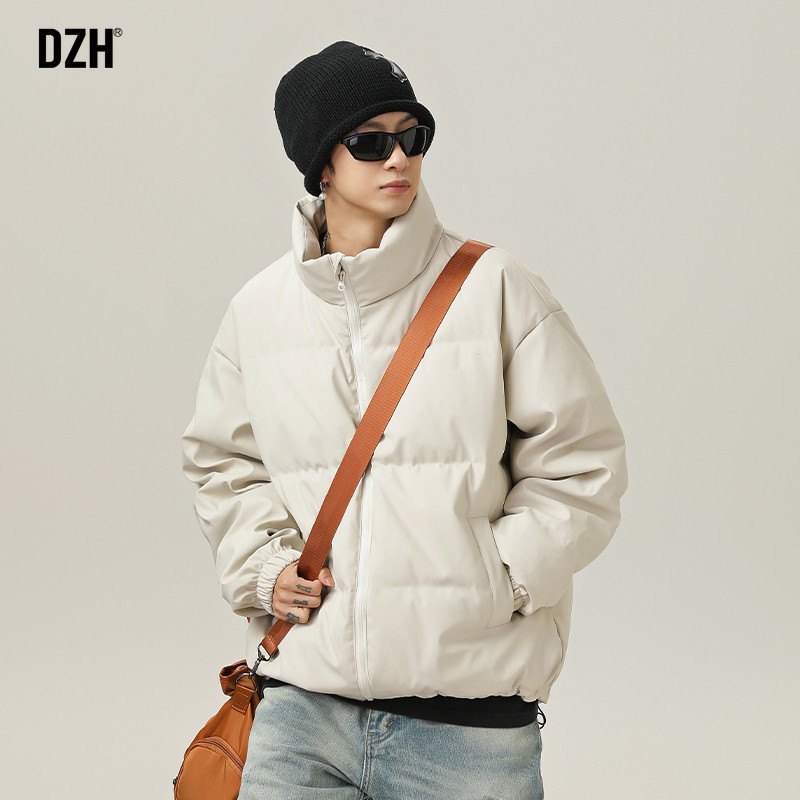 青少年日系立领棉服男款冬季高级感pu皮棉衣外套2024新款短款棉袄