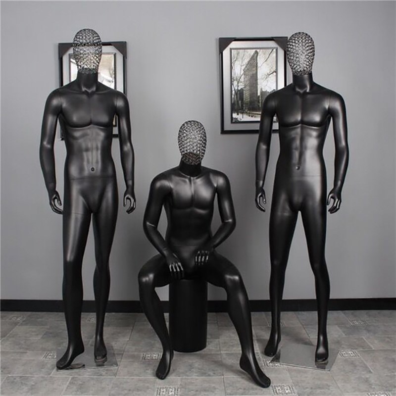 时尚男装店服装模特道具男全身哑光电镀镂空头模特橱窗假人展示