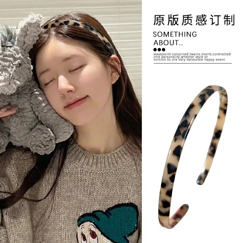 豹纹复古!防滑细款发箍!高级感醋酸发卡女简约百搭刘海碎发饰