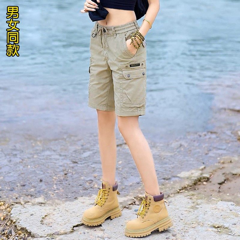 工装裤女夏季薄款五分裤子2025新款短裤男美式复古宽松纯棉休闲裤,女装/女士精品,休闲裤,淘宝优惠券,粉丝福利购,淘宝优惠卷