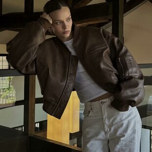 美式复古辣妹加厚短款宽松夹克外套女秋冬新款棉服哑光PU皮衣2024