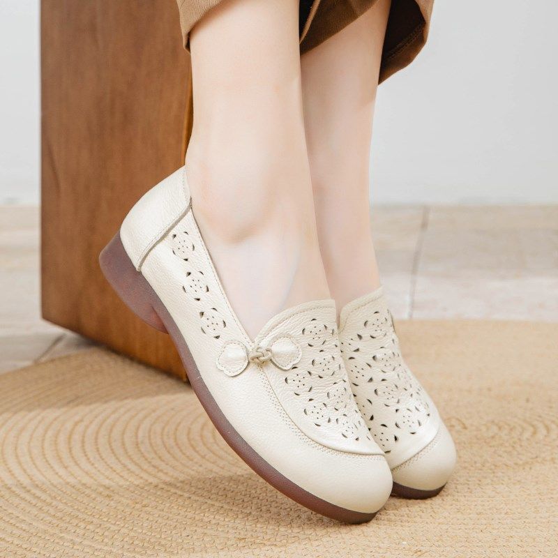 头层牛皮妈妈鞋软底防滑洞洞中老年女鞋夏季单鞋舒适镂空休闲鞋女,女鞋,深口单鞋,淘宝优惠券,粉丝福利购,淘宝优惠卷