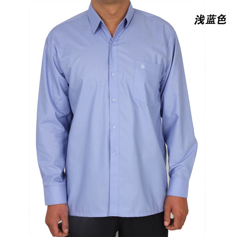夏季薄款中老年男士长袖衬衫宽松老人纯棉衬衣中年人爸爸爷爷父亲