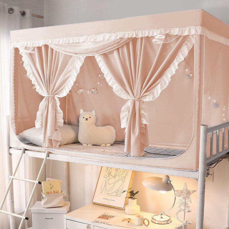 学生蚊帐床帘一体式 公主风新款遮光F帘带支架宿舍专用上铺上下铺