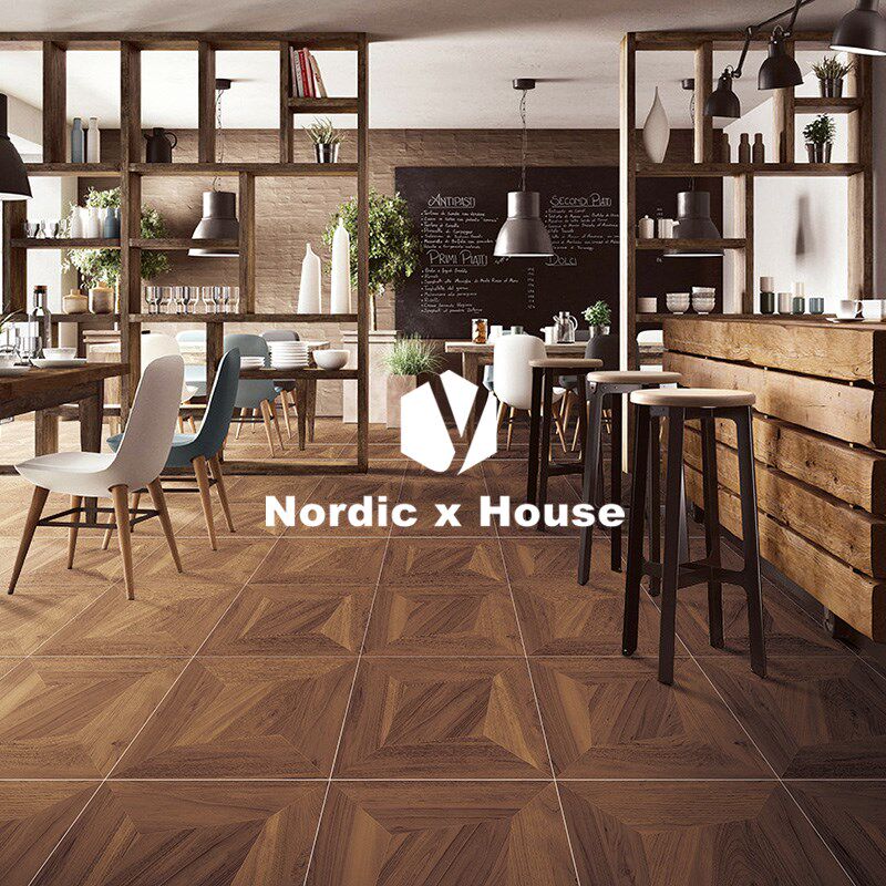 防滑欧式瓷砖美式餐厅50厨房仿木纹仿古砖N0拼花客厅木纹砖地砖