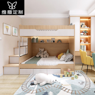 维意定制儿童房上下床榻榻米双层床定做整N体衣柜床一体全屋定制