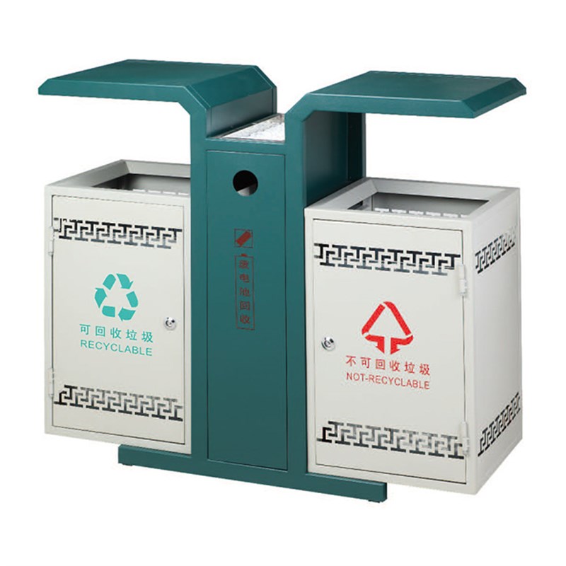 户外垃圾桶d果皮箱 不锈钢环卫分类桶 室外大P号环保双筒小区垃圾
