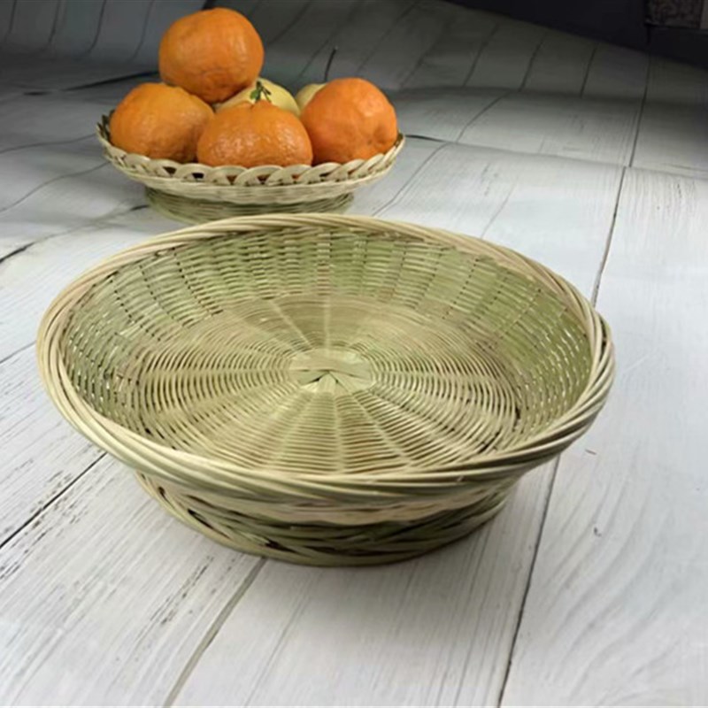 竹编收纳筐制品手工小竹篮工艺品果盘水果篮馒头筐点心盘子