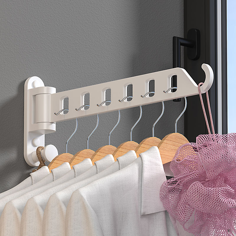 折叠晾衣架隐形壁挂式家用阳台凉晒被子神器室内窗户晾衣杆免打孔
