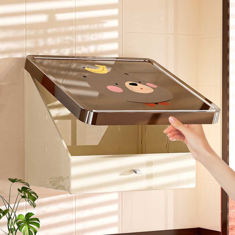 浴室衣服收纳架折叠塑料收纳箱卫生间翻盖创意免打孔壁挂置物架