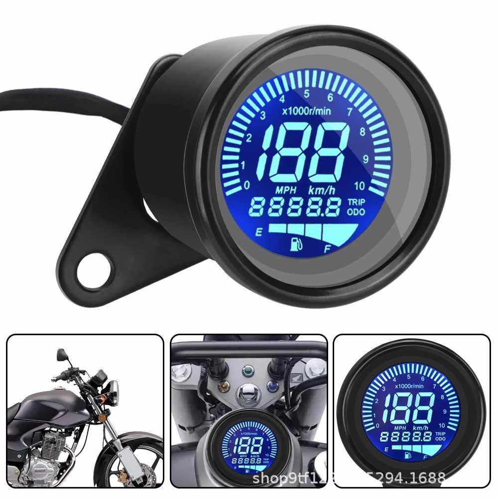 摩托车仪表复古改装仪表里程表转速油量一体LED液晶显示仪表总成