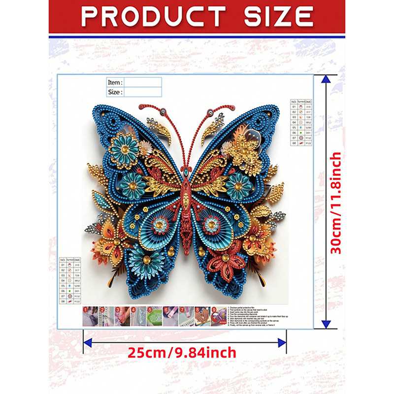 跨境爆款diy花蝴蝶钻石画精美蝴蝶30*30cm钻石贴画贴钻画画帖