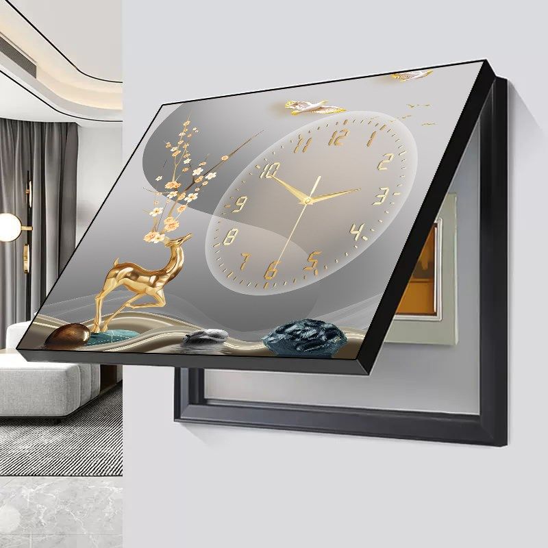 电表箱装饰画带钟表2025新款电箱挂画电闸箱装饰遮挡配电箱挂钟,家居饰品,现代装饰画,淘宝优惠券,粉丝福利购,淘宝优惠卷