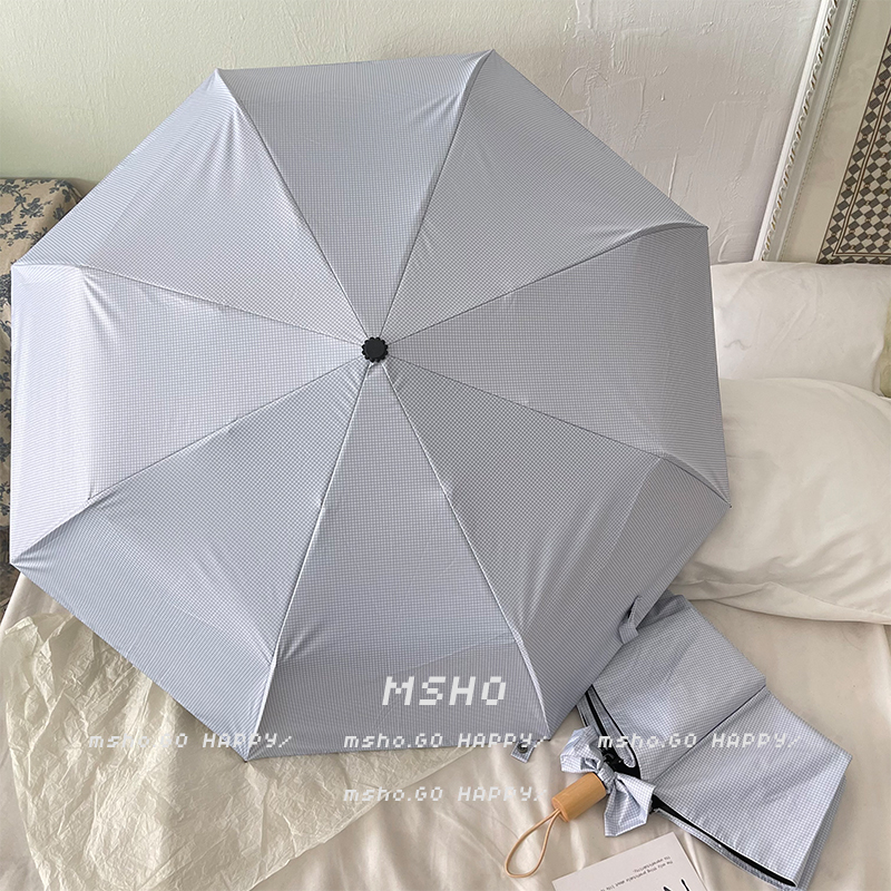 msho兰烟予格子适合四季系雨伞自动晴雨两用防晒紫外线太阳伞