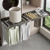 新阳台柜洗衣机上方抽拉衣架支架隐形晾衣架裤 架衣柜内置伸缩滑轨