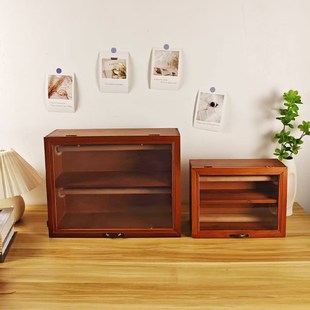 文玩手串收纳盒桌面复古双层实木首饰柜防尘珠宝水晶手链展示架子