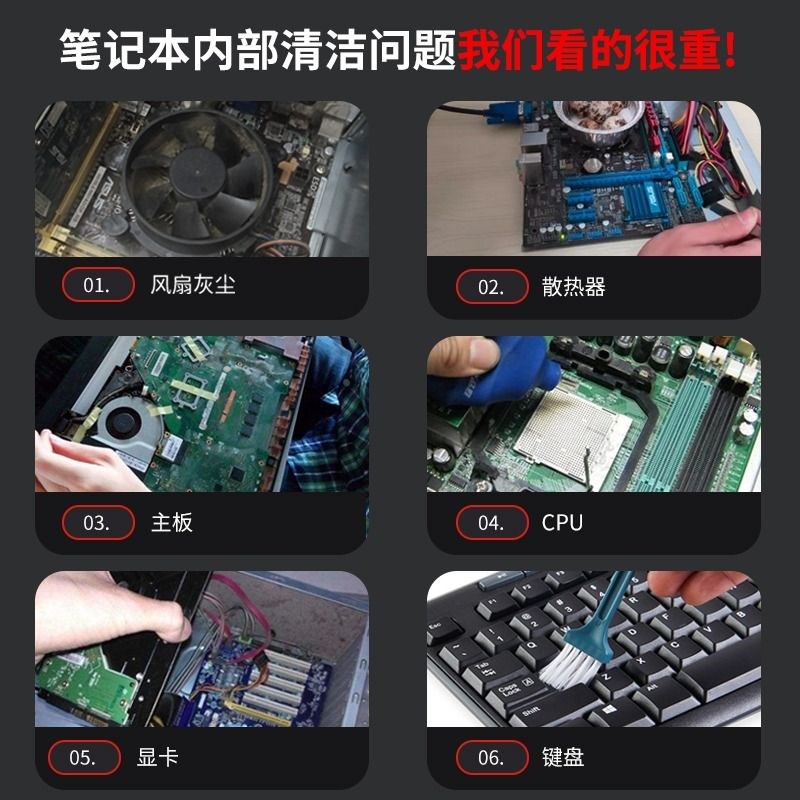 笔记本清灰工具套装电脑拆卸清理清洁风扇拆机螺丝刀维修硅脂