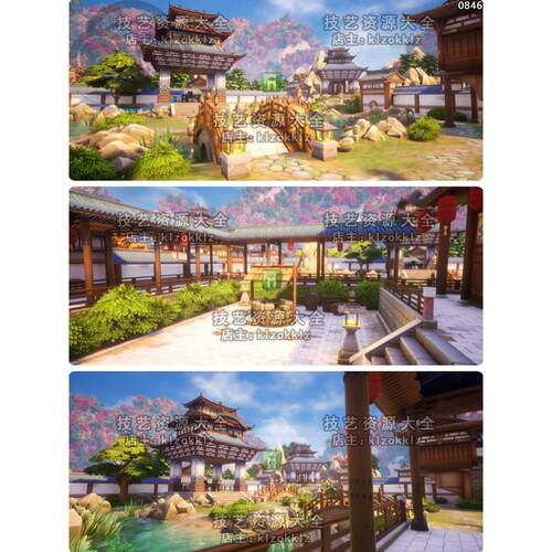 ue5/ue4古风建筑场景资产中国风古建卡通中式古代虚幻5模型素材包