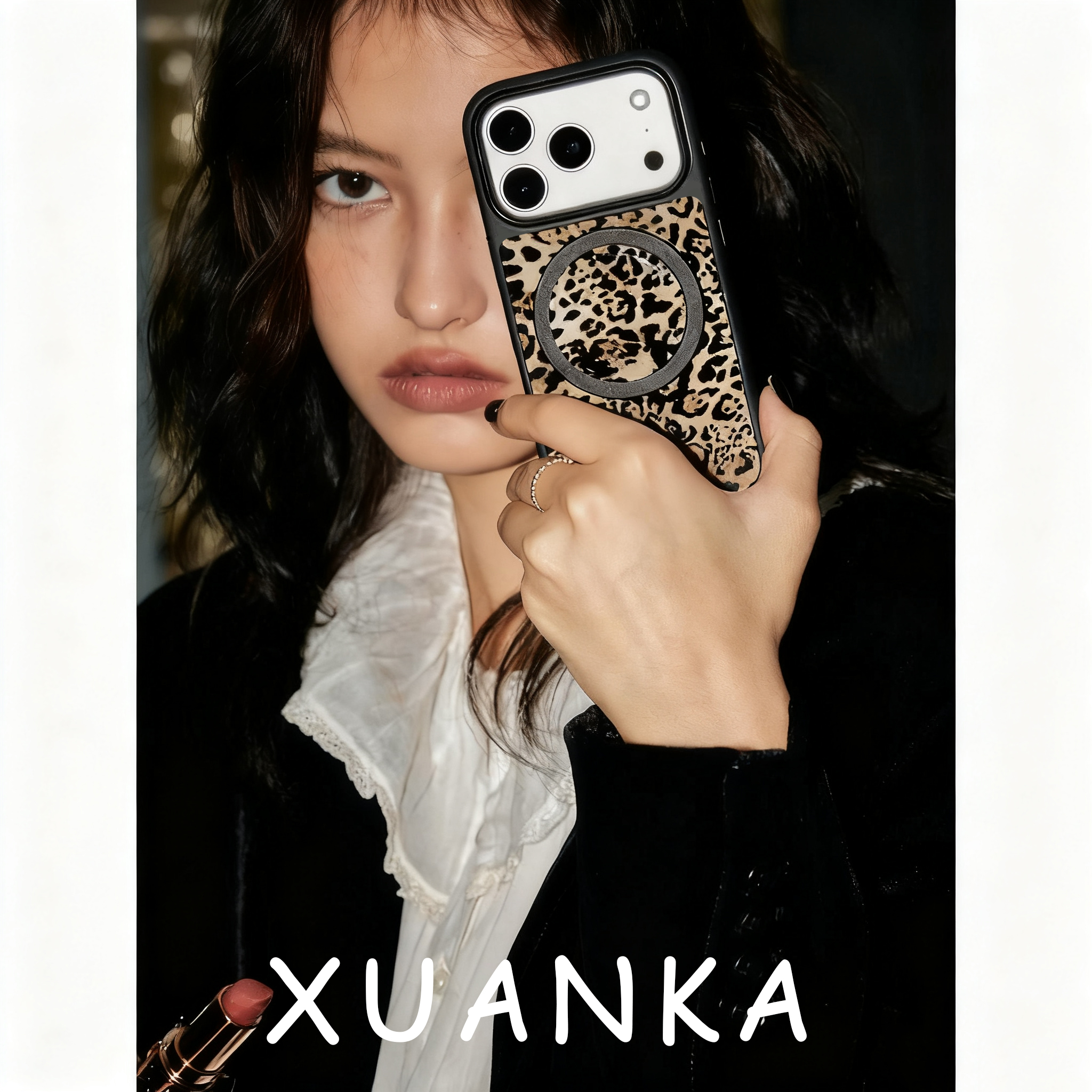 豹纹磁吸手机壳高级感轻奢