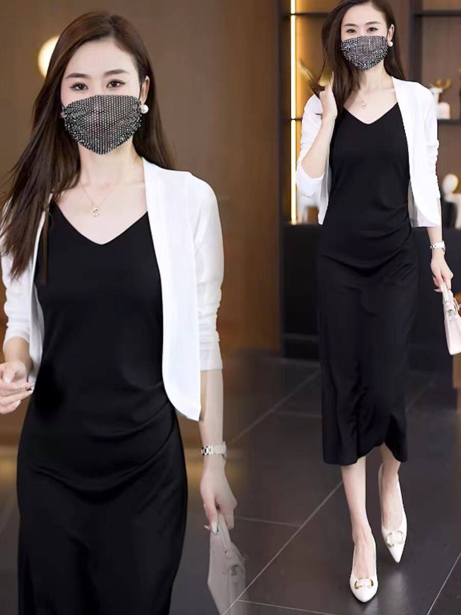 外搭开衫秋季高级感针织外套女披肩配吊带裙的上衣长袖防晒衫坎肩