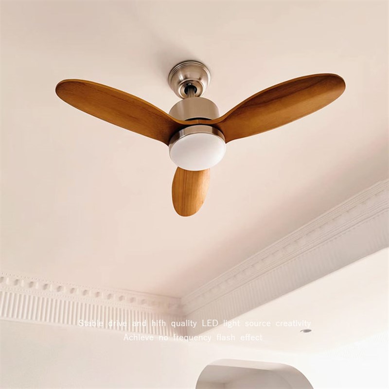风扇灯实木北欧卧室家用餐厅吊扇灯简约客厅变频带電風扇吊燈一体