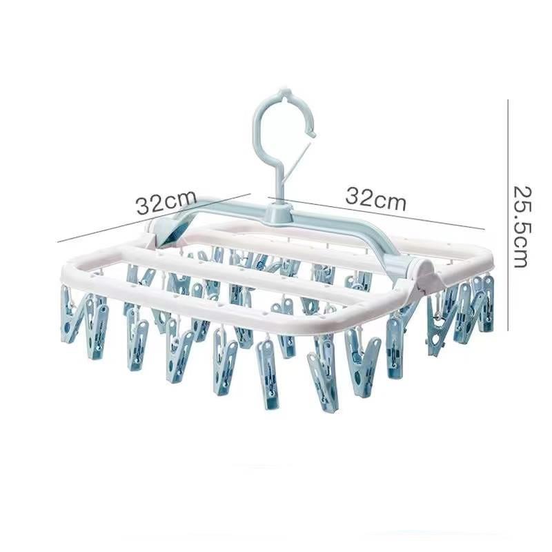 2025新款儿童宝宝袜子架挂家用晒架防风晾衣架32夹折叠衣架成人塑