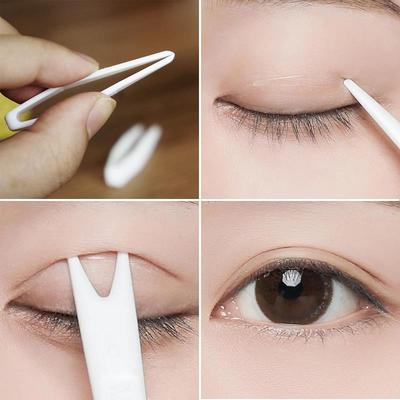 2025新款双眼皮贴夹子辅助叉双头棒支撑工具塑料白色镊子定型辅助