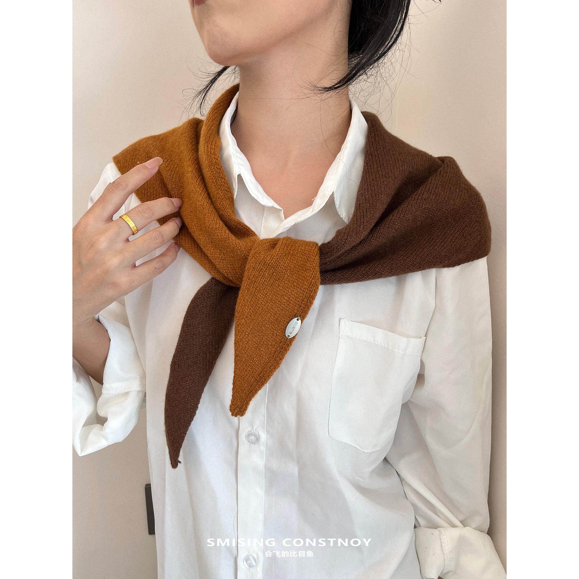 韩系双拼色针织三角巾女秋冬坎肩防风保暖百搭时尚小披肩护颈围脖,服饰配件/皮带/帽子/围巾,围巾/丝巾/披肩,淘宝优惠券,粉丝福利购,淘宝优惠卷