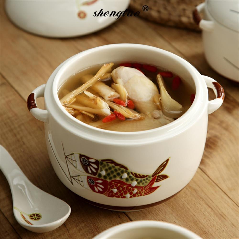 陶瓷隔水炖盅带盖双耳炖燕窝盅蒸蛋盅家用内胆大小炖罐小汤盅