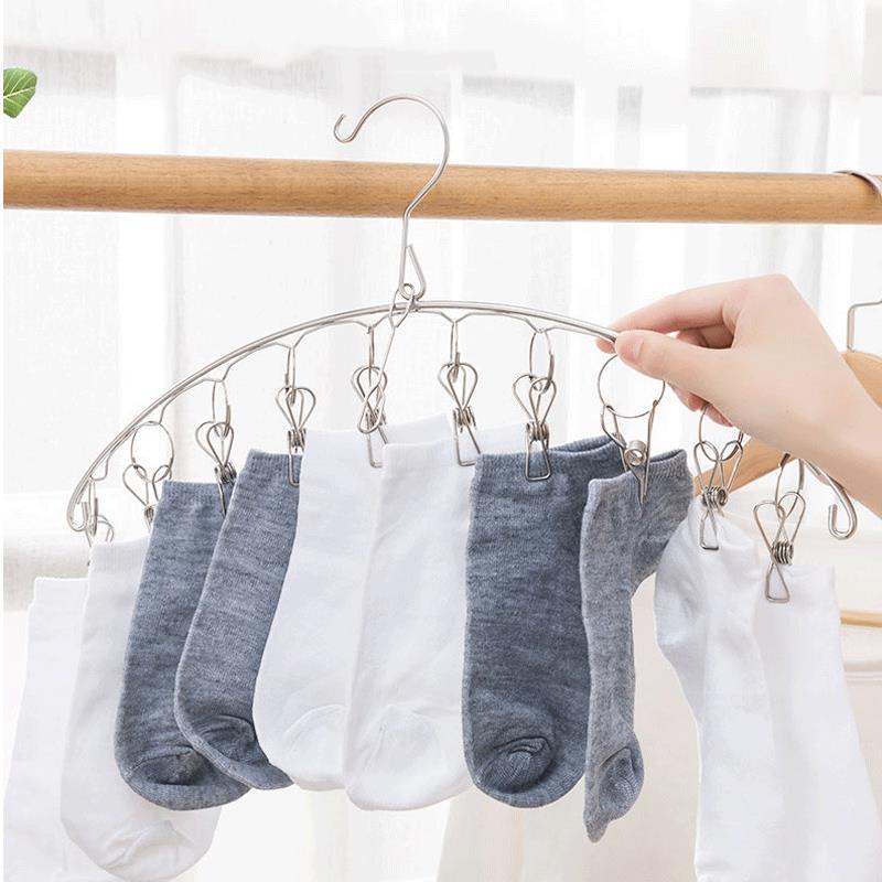 2025新款不锈钢多夹子功能衣架宿舍用省空间学生带挂钩家用凉晾晒