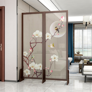 简约屏风隔断遮挡玄关折叠实木隔离帘办公室茶室客厅创意 新中式
