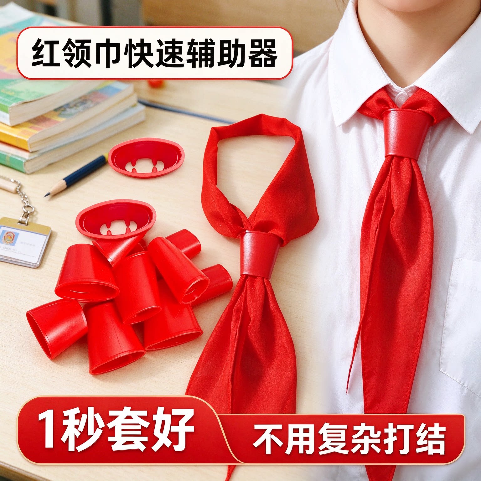 红色小学生防滑不褪色领结夹