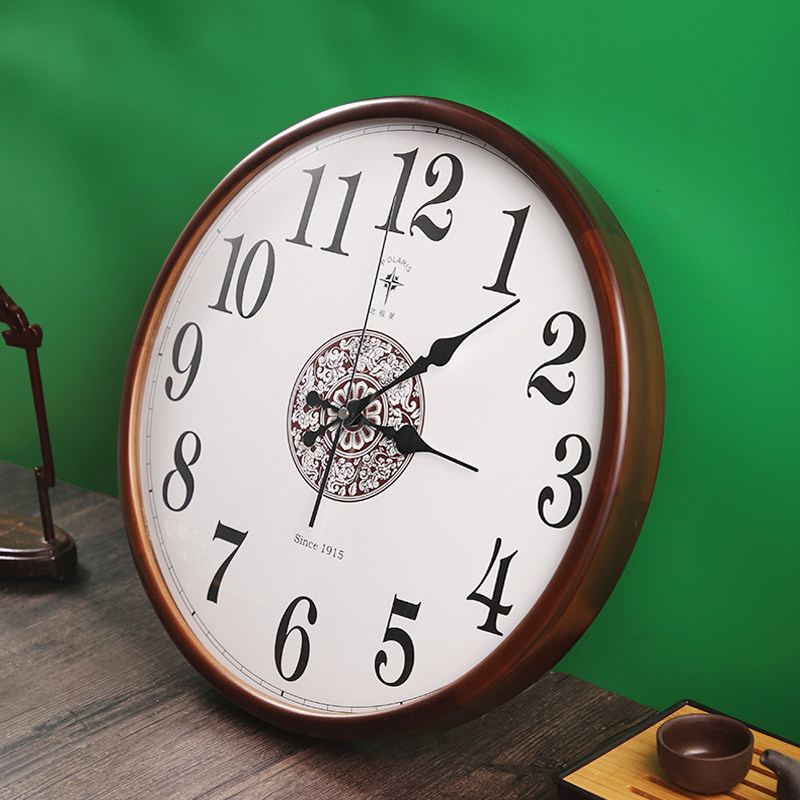 北极星实木挂钟客厅时尚中式典雅家用木钟挂表简约静音创意钟表