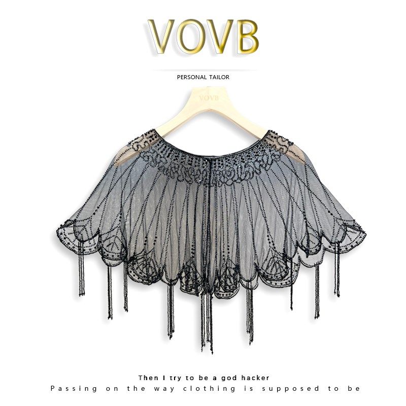 百搭定制珠子流苏披肩斗篷配旗袍婚纱礼服遮手臂外搭女