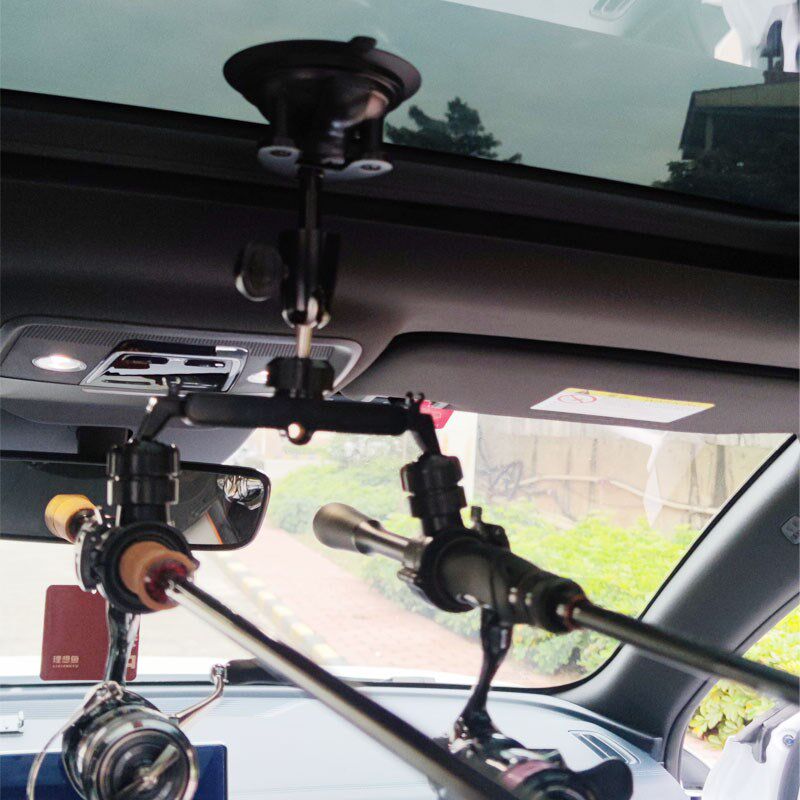 两根钓鱼竿汽车顶天窗路亚竿吸盘支架双J杆车载天窗玻璃收纳放置