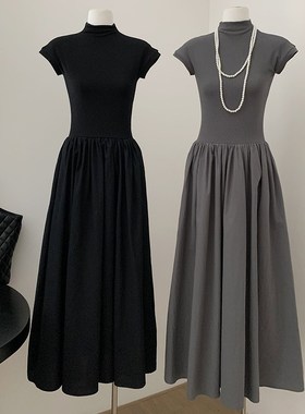 春季新款简约高级感黑色收腰显瘦无袖连衣裙长裙潮