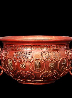 招财纯铜聚宝盆摆件聚财客厅办公室桌装K饰家居工艺品店铺开业礼