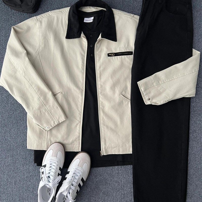 一整套2025新款男生时尚夹克外套帅气潮牌搭配日系韩版复古牛仔裤,男装,时尚套装,淘宝优惠券,粉丝福利购,淘宝优惠卷
