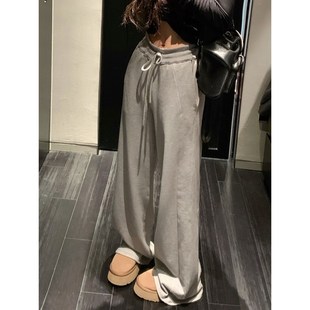 百搭慵懒神裤 春秋四季 卫裤 高腰显瘦垂感拖地裤 女 留下 阔腿裤 1992