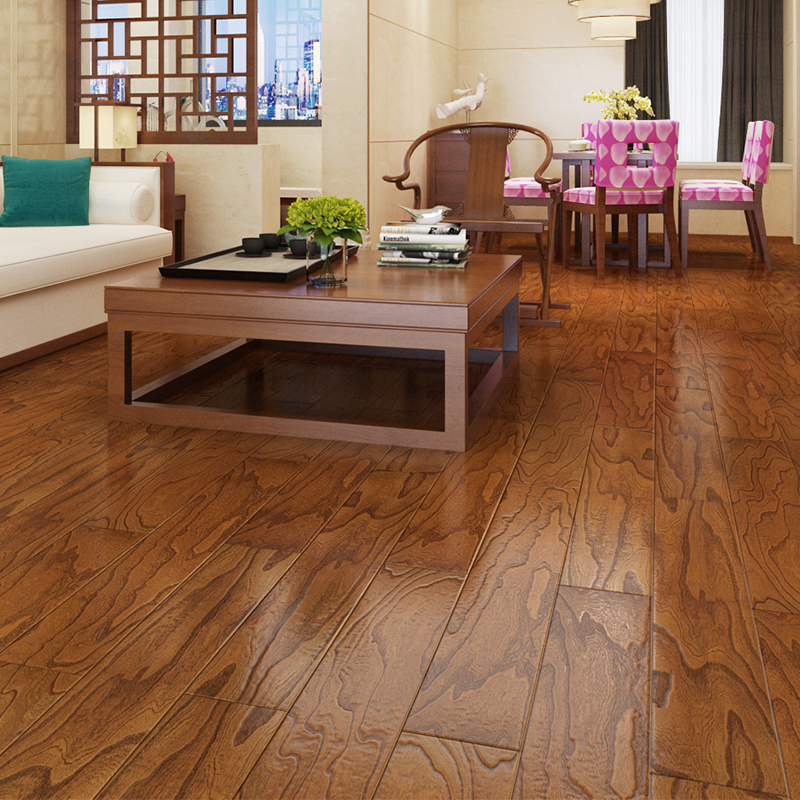 复古浮雕纹榆木实木表皮地暖实木多层复合木地板家用环保防水15mm