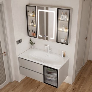 鸡蛋形陶瓷一体盆浴室柜智能卫生间洗漱台意式 洗脸盆洗手盆柜组合