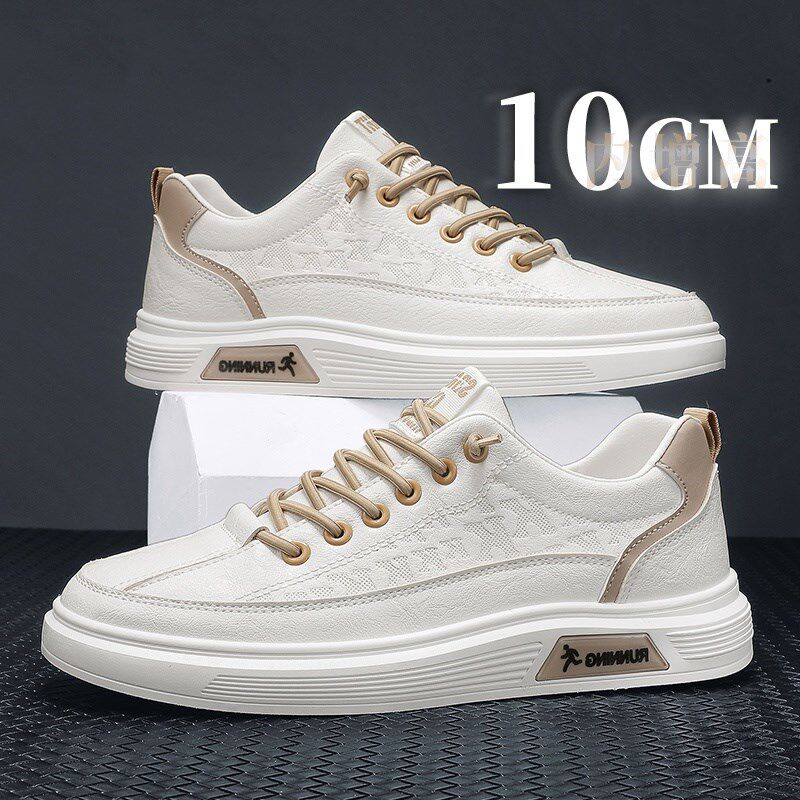 隐形内增高男鞋10cm休闲运动板鞋男士秋季透气皮面软底小白鞋高档