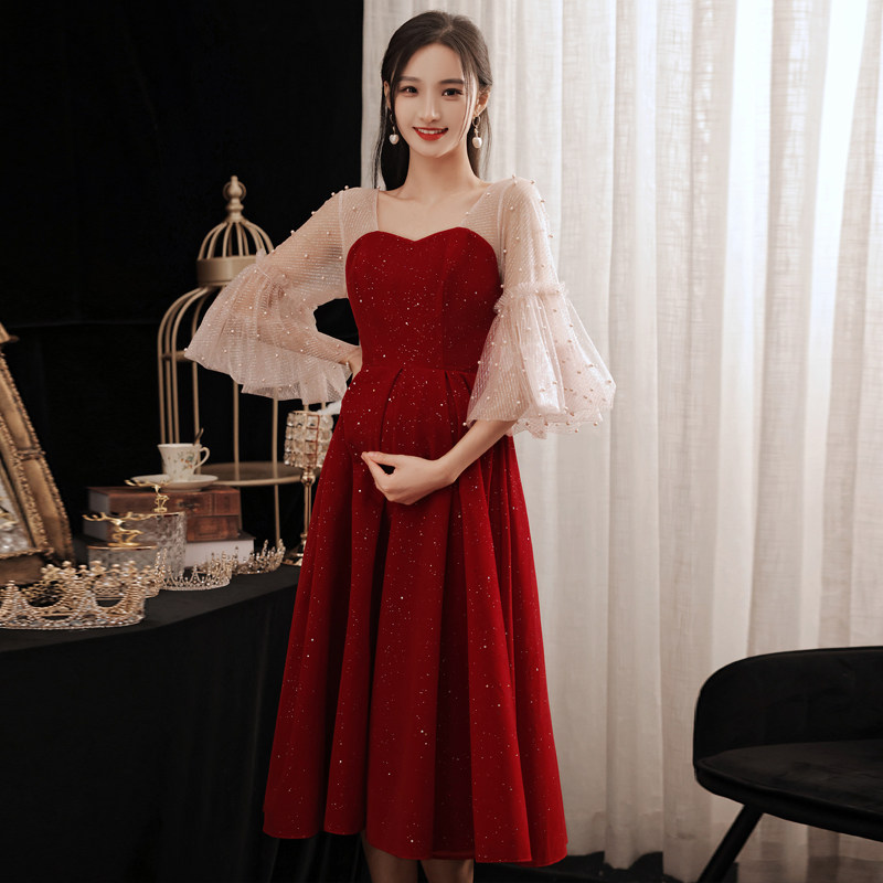 敬酒服新娘孕妇遮肚子大码胖mm答谢宴订婚礼服女冬季结婚平时可穿