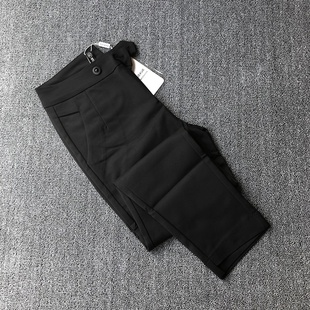 黑色修身裤女2021夏秋韩版显瘦小个子休闲裤九分裤子小脚西装裤潮