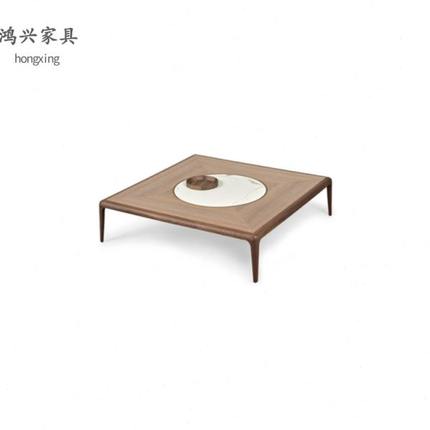 式客厅北欧意实木现代美北世简约极简茶几正方形黑胡桃原木传家具