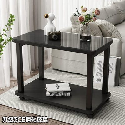 喝茶简约现代边几阳台小方桌客厅家用沙发边柜钢化玻璃茶几小桌子