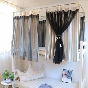 寝室上铺下铺大学生宿舍遮光床帘蚊帐一体式 物理遮光公主纯色条纹