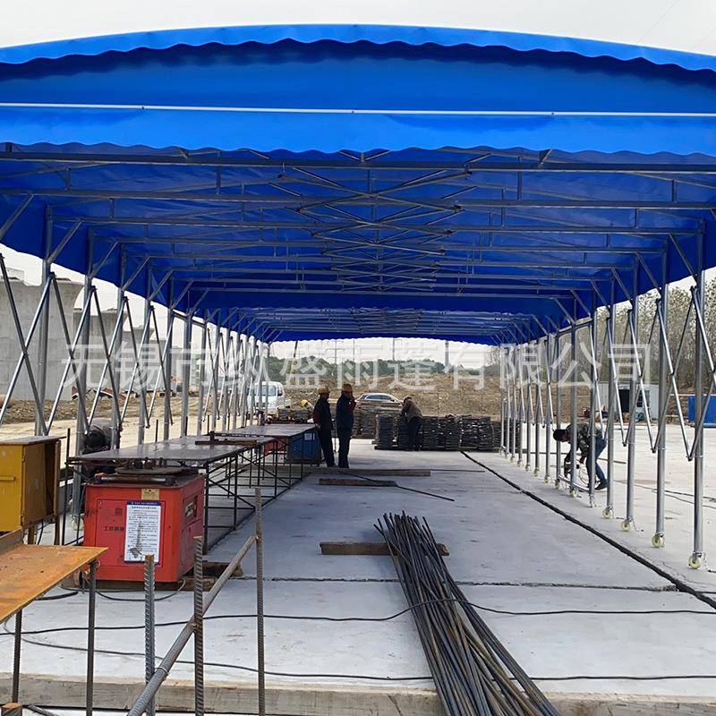 手动加厚PVC篷布推拉棚可移动篮球场雨蓬户外伸缩雨棚厂房遮阳棚